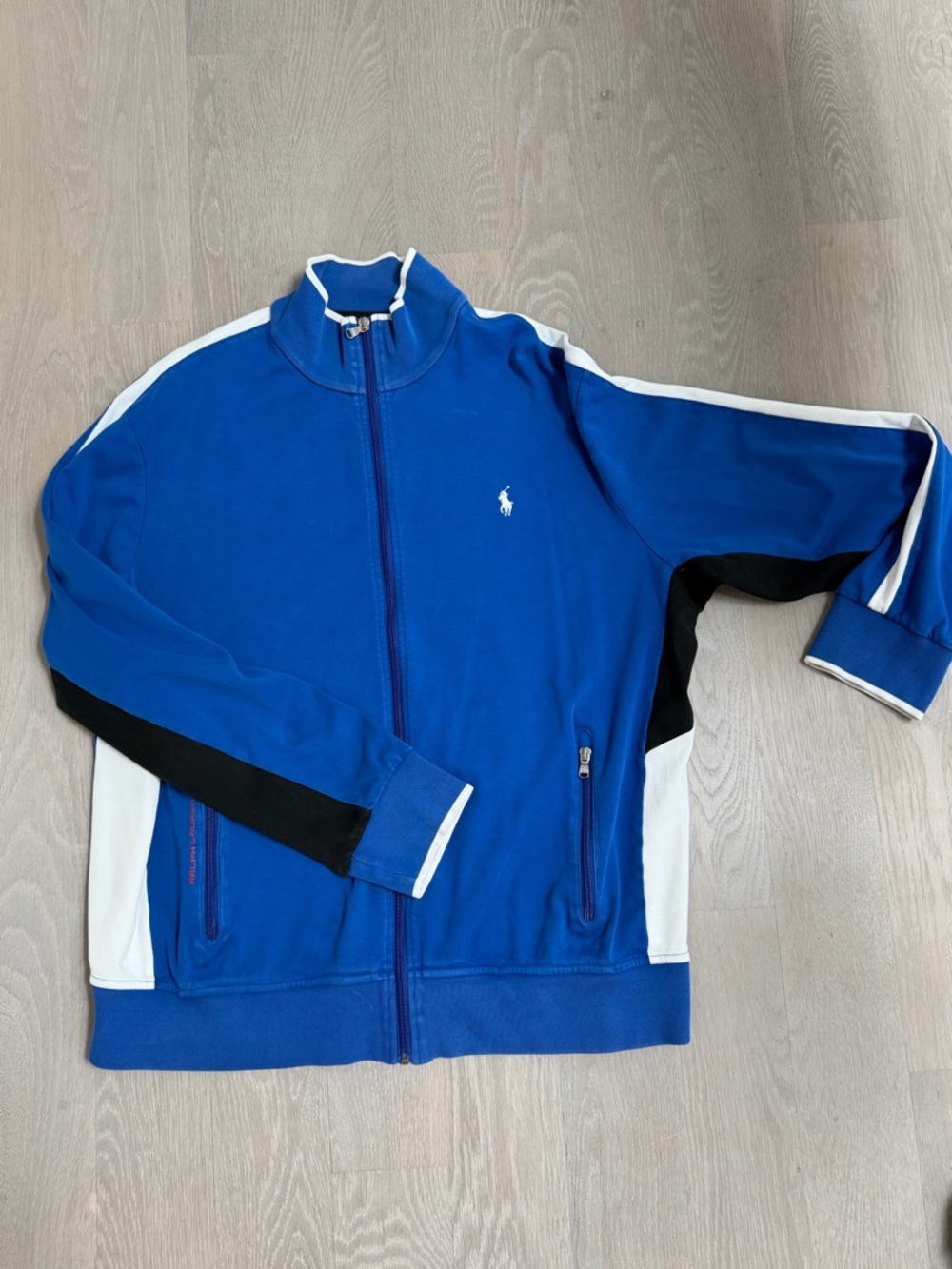 Polo Ralph Lauren Blue Track Jacket with White Pony, XL, Used Condition